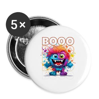 Chibi Pitch & Booo! Entzückendes Teufels-T-Shirt! - Buttons klein 25 mm (5er Pack) - Weiß - Vorne
