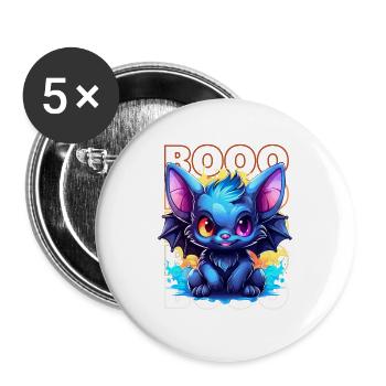 Chibi Soar & Booo! Nightflyer Bat Tee! - Buttons small 1''/25 mm (5-pack) - white - Front