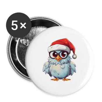 Hibou de Noël blanc : l’élégance festive - Lot de 5 petits badges (25 mm) - blanc - Devant