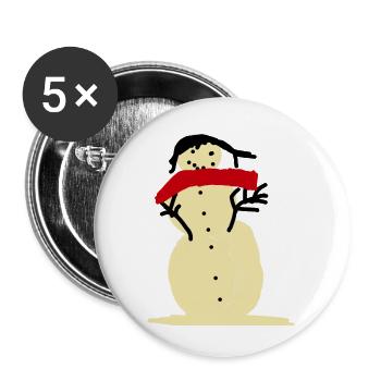 Bonhomme de neige - Lot de 5 petits badges (25 mm) - blanc - Devant