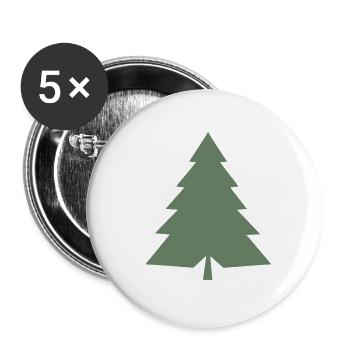 Grüner Tannenbaum Weihnachtsbaum Silhouette - Buttons klein 25 mm (5er Pack) - Weiß - Vorne