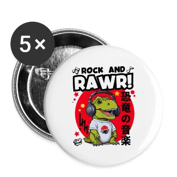 Japanese Dinosaur Music Design - Buttons small 1''/25 mm (5-pack) - white - Front