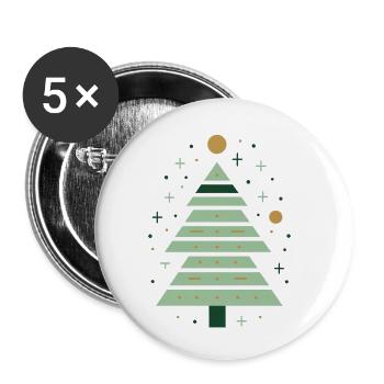 Sapin de Noël minimaliste - Lot de 5 petits badges (25 mm) - blanc - Devant