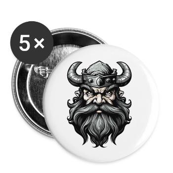gehörnter Helm - Buttons klein 25 mm (5er Pack) - Weiß - Vorne