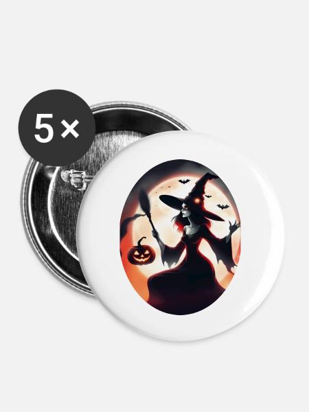 Halloween - Buttons klein 25 mm (5er Pack) - Weiß