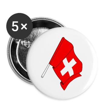 Flagge Schweiz - Buttons klein 25 mm (5er Pack) - Weiß - Vorne