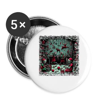 Christmas Secret Santa Horror Zombie Secret Santa Factory - Buttons small 1''/25 mm (5-pack) - white - Front