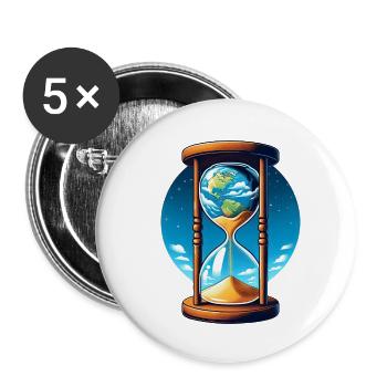 Hourglass Earth Africa Time Global Warming - Buttons small 1''/25 mm (5-pack) - white - Front