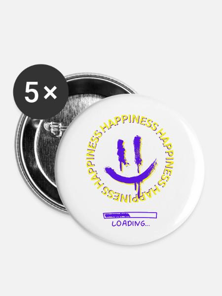 Happiness Loading - Buttons klein 25 mm (5er Pack) - Weiß
