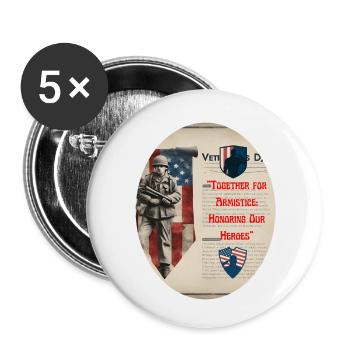 Veterans, veterans, armistice. - Buttons small 1''/25 mm (5-pack) - white - Front