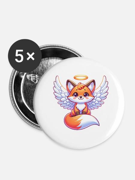 Rotfuchs Engel Heiligenschein Flügel - Buttons klein 25 mm (5er Pack) - Weiß