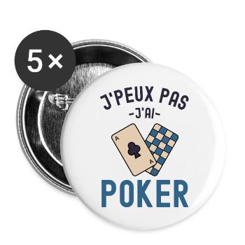 Joueur de poker - Lot de 5 petits badges (25 mm) - blanc - Devant