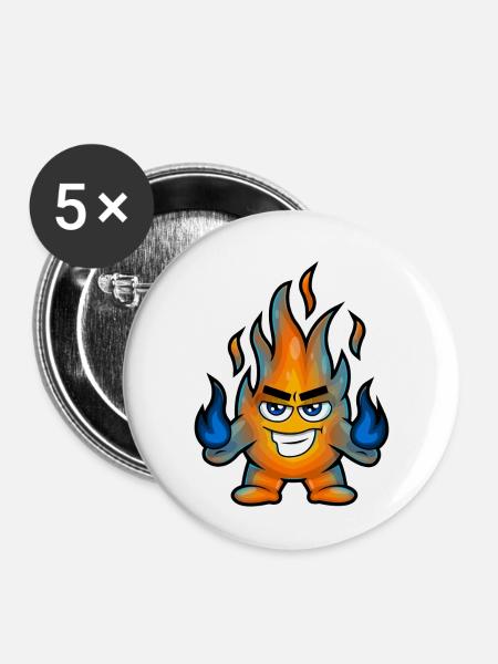 Flame Fire-Bender - Buttons klein 25 mm (5er Pack) - Weiß