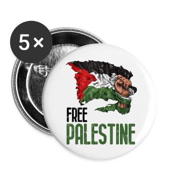 Flag of Palestine - Buttons small 1''/25 mm (5-pack) - white - Front