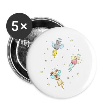 Noeuds papillon ange chien chat pour enfants - Lot de 5 petits badges (25 mm) - blanc - Devant