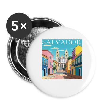 Salvador, Brazil, Colonial Architecture, AfroCulture - Buttons small 1''/25 mm (5-pack) - white - Front