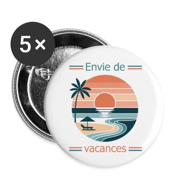Besoin de vacances - Lot de 5 petits badges (25 mm) - blanc - Devant
