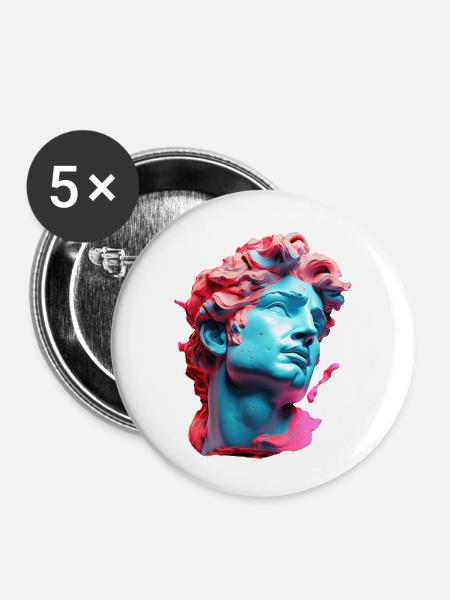 Neonmarmor-Kopf-Antlitz - Buttons klein 25 mm (5er Pack) - Weiß