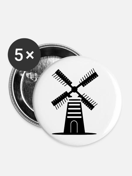 Windmühle - Buttons klein 25 mm (5er Pack) - Weiß