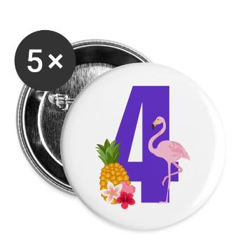 4e anniversaire flamingo - Lot de 5 petits badges (25 mm) - blanc - Devant