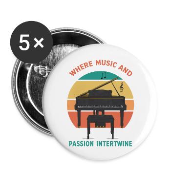 Où la musique ? - Lot de 5 petits badges (25 mm) - blanc - Devant