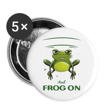 Keep Calm and Frog on - Buttons klein 25 mm (5er Pack) - Weiß - Vorne