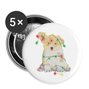 Drôle de chien de Noël - Lot de 5 petits badges (25 mm) - blanc - Devant