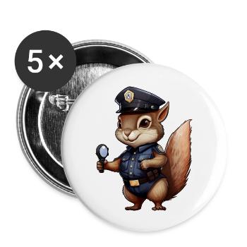 Squirrel Policewoman - Buttons small 1''/25 mm (5-pack) - white - Front