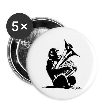 Affen Orchester Tuba StreetArt Banksy Style - Buttons klein 25 mm (5er Pack) - Weiß - Vorne