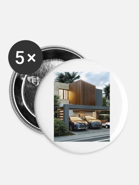 Haus - Buttons klein 25 mm (5er Pack) - Weiß