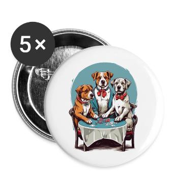 Poker pour chien - Lot de 5 petits badges (25 mm) - blanc - Devant