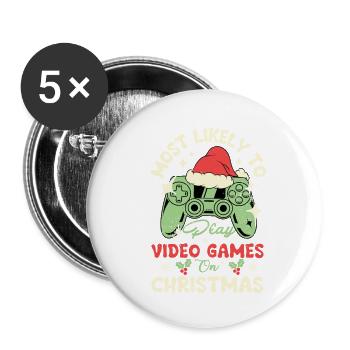 Joueur de Noël - Lot de 5 petits badges (25 mm) - blanc - Devant
