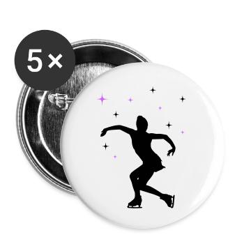 eisläuferin eislaufen skating - Buttons klein 25 mm (5er Pack) - Weiß - Vorne