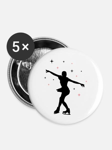 eisläuferin eislaufen skating 02 - Buttons klein 25 mm (5er Pack) - Weiß