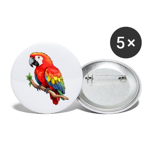 Farbenprächtiger Papagei Ara - Buttons klein 25 mm (5er Pack)