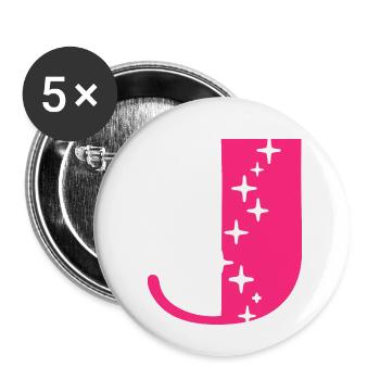 Letter J Glitter - Buttons small 1''/25 mm (5-pack) - white - Front
