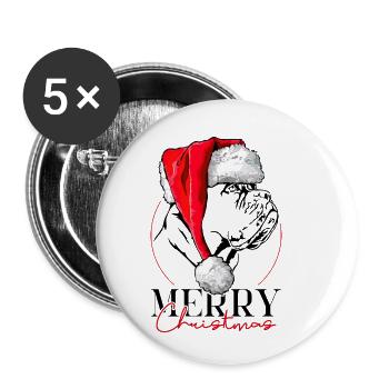 Santa Bordeauxdogge Merry Christmas Wilsigns - Buttons klein 25 mm (5er Pack) - Weiß - Vorne
