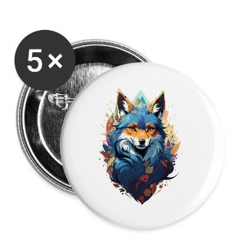 Blue Fantasy Fox in Vector Style - Buttons small 1''/25 mm (5-pack) - white - Front