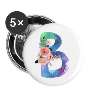 Lettre b watercolor - Lot de 5 petits badges (25 mm) - blanc - Devant