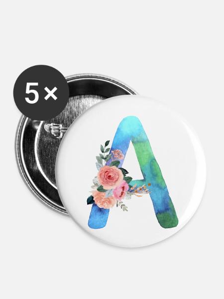 Buchstabe A Aquarell - Buttons klein 25 mm (5er Pack) - Weiß