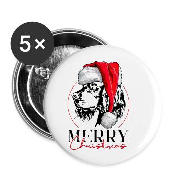 Père Noël Gordon Setter joyeux Noël chien Wilsigns - Lot de 5 petits badges (25 mm) - blanc - Devant