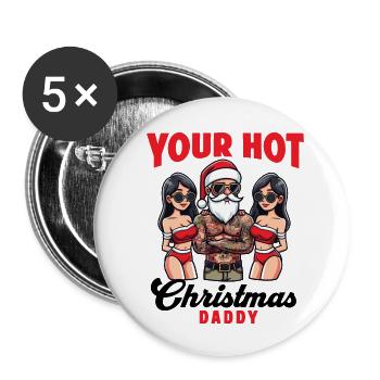 PAPA CHAUD - Lot de 5 petits badges (25 mm) - blanc - Devant