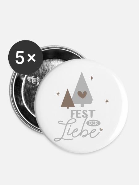 Fest der Liebe - Buttons klein 25 mm (5er Pack) - Weiß