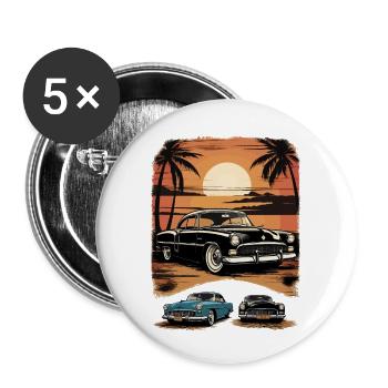 Classic Cars 1950 - Buttons klein 25 mm (5er Pack) - Weiß - Vorne
