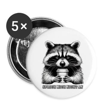 Grumpy Raccoon - Buttons small 1''/25 mm (5-pack) - white - Front