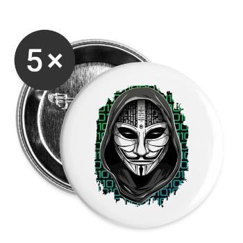 Anonymous Hacker - Buttons klein 25 mm (5er Pack) - Weiß - Vorne