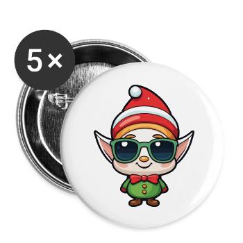 Elf Christmas Drawing - Buttons small 1''/25 mm (5-pack) - white - Front
