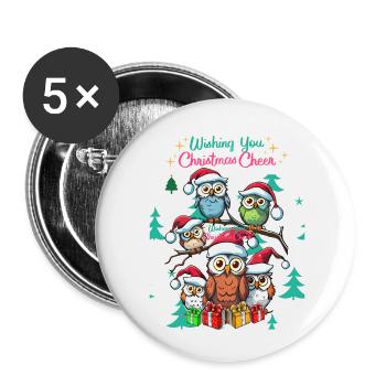 Festliche Eule Weihnachtsstimmung Design - Buttons klein 25 mm (5er Pack) - Weiß - Vorne