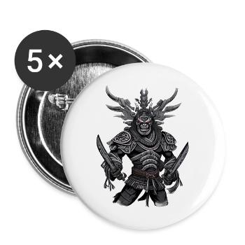 Japan Japanischer Samurai Krieger Oni Dämon - Buttons klein 25 mm (5er Pack) - Weiß - Vorne