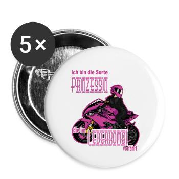 Frau Motorrad Prinzessen die Lederkombi trägt - Buttons klein 25 mm (5er Pack) - Weiß - Vorne